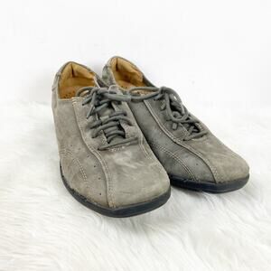 Unstructured Clarks 9 M Womens Olive Green Suede Lace-up Comfort Shoes